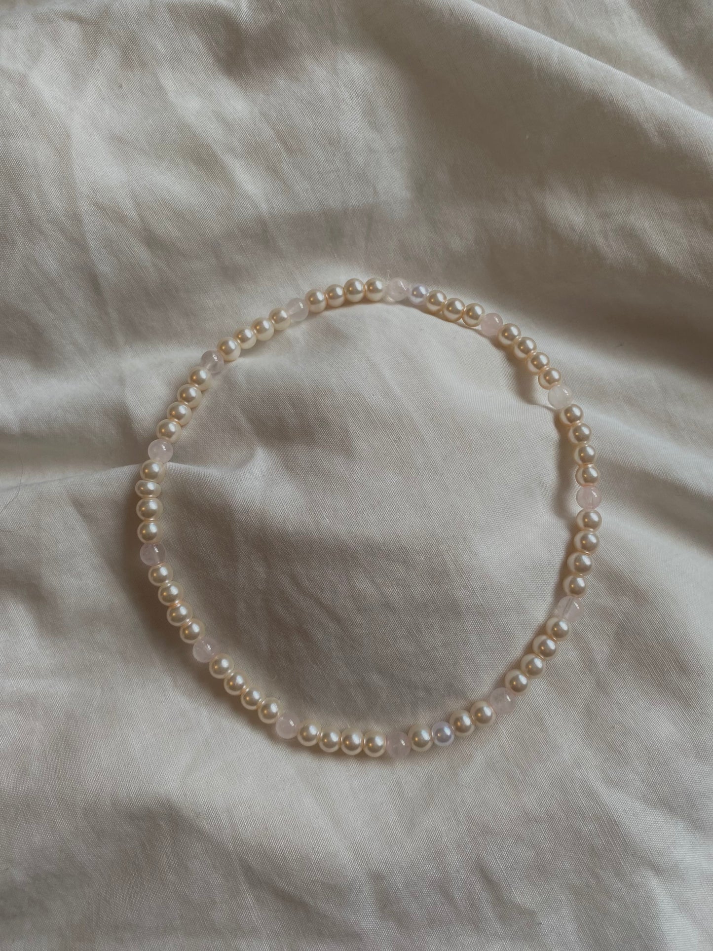 The 'Mabel' Pearl and Rose Quartz Choker