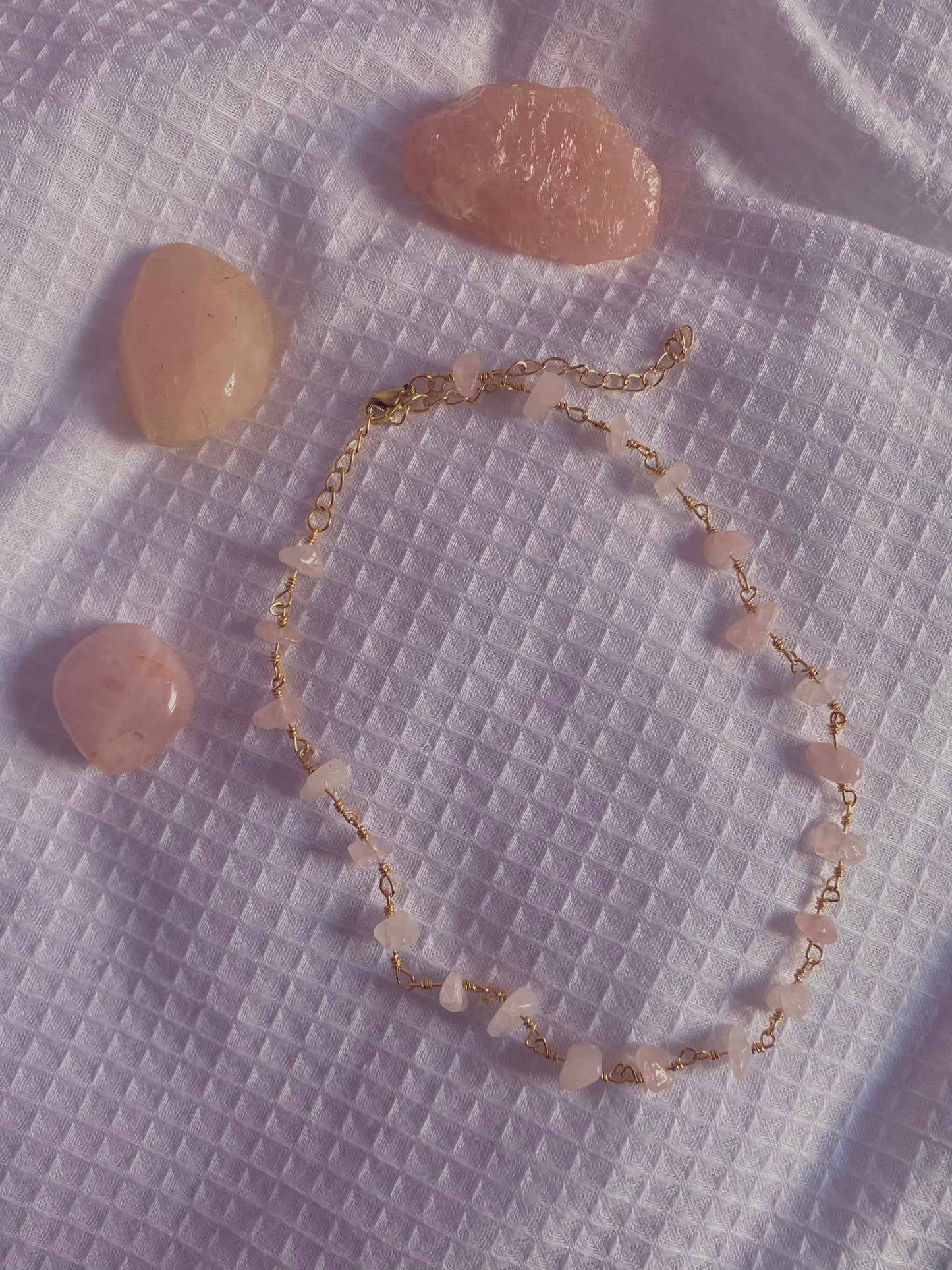 The ‘Mona’ Necklace with Rose Quartz
